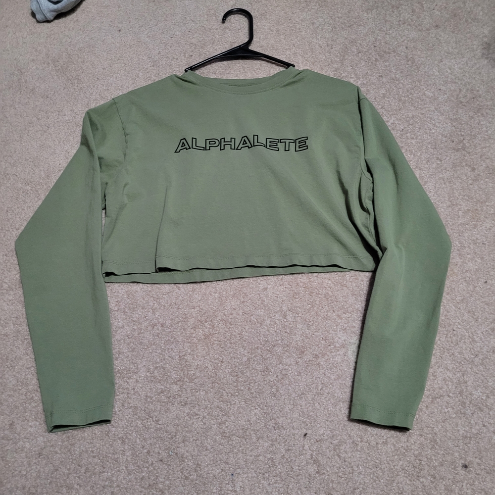 Alphalete Women's Olive Green Cropped Sweatshirt